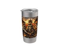 Tre topi samurai kawaii nel Giappone feudale si preparano per la battaglia Bicchiere termico in acciaio inox doppia parete