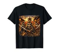 Tre Topi Samurai Kawaii nel Giappone feudale Si preparano per la Battaglia Maglietta