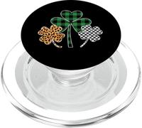 Tre trifogli leopardo Buffalo Plaid Clover St Patricks Day PopSockets PopGrip per MagSafe