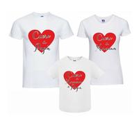 Tre tshirt, due da adulto e uno per bimbo/a con stampa cuore