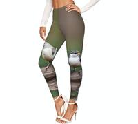 Tre Uccelli Stampa Compressione Leggings Per Le Donne, Leggings Morbidi Per Le Donne, Nero , 3XL