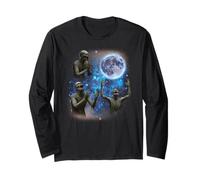 Tre Zombi ululano alla Luna Strano Meme Zombie Maglia a Manica