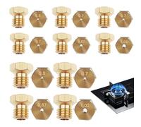 TREABEAR 10Pcs Ugelli Gas Gpl, Ugelli Gas Metano, Ugelli In Ottone 2×0.5mm, 2×0.87mm, 2×1.02mm, 4×0.7mm, Adattatori Bombole Gas, Ugelli Gas per Bruciatore a Gas Forno a Gas Bruciatori Piano Cottura