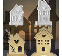 TREABEAR 2 Pezzi Stampi per Candele, Kit per Candele Fai da Te, Stampi per Candele Fai da Te, Stampo in Silicone per Forma Di Casa, Stampi Silicone per Gesso, Stampo per La Casa per Candele Fai Da Te