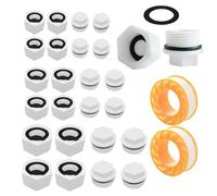 TREABEAR 24Pcs Copri Tubi Termosifoni Set, Tappo Filettatura Esterna da 3/4 Pollici, Tappo Femmina 1/2 1 Pollice, Tubo Dell'Acqua con Tappo Cieco, Tappo Termosifone Dotato Di Waterstop e Anello In Gom