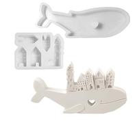 TREABEAR 5 stampi in silicone per case e 1 stampo in silicone per colata a forma di balena, con cuore, stampo in silicone per pesci con cuore, stampi in silicone per l'estate, stampi per versare