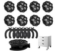 TREABEAR 8PCS Ruote a Sfera Nero, Rotelle Girevoli Autoadesive a 360 Gradi con Pastiglie Freno per Mobili Pesanti