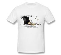 Treask Aplus Men's Calvin and Hobbes Quote White T Shirt, 0White, Small
