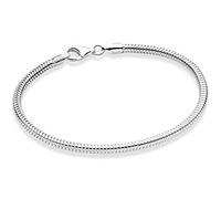 Treasure Bay Bracciale unisex in argento Sterling 925 italiano, spessore 3,3 mm, bracciale a catena a serpente per uomo e donna, 19.5 cm, Argento, Nessuna pietra preziosa