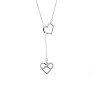 Treasure Bay Collana con ciondolo a forma di cuore in argento Sterling 925, per donne e ragazze, regolabile, stile Y, con ciondoli a forma di infinito e cuore, gioiello minimalista