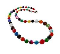 Treasure Bay Collana da donna con pietre preziose naturali da 6 - 12 mm - multicolore agata turchese lapislazzuli ametista quarzo rosa collana - fatto a mano 48 cm gioielli regalo per donne, 48, Gemma