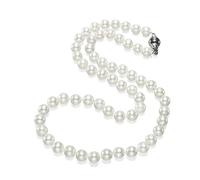 Treasure Bay Splendida collana di perle d'acqua dolce naturali da 7-8 mm, per donne e ragazze, colore della collana di perle: bianco, nero, grigio, 45 cm, Perla d'acqua dolce, Perla