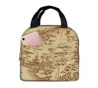 Treasure Map - Borsa per il pranzo vintage per donne e uomini, isolata, riutilizzabile, a prova di perdite, con tasche laterali, contenitori per alimenti più freddi, grande, per lavoro, viaggi