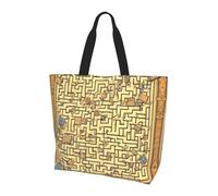 Treasure Maze - Borsa a tracolla grande da donna, leggera, impermeabile, riutilizzabile, con tasca interna, per lavoro e viaggi