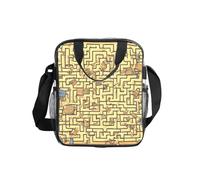 Treasure Maze - Borsa porta pranzo trasparente con stampa, con tasche laterali e tracolla, per lavoro, scuola, viaggi