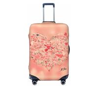 Treasure Maze - Copertura per bagagli da viaggio, lavabile, resistente ai graffi, Fiori Cuore Rosso, L