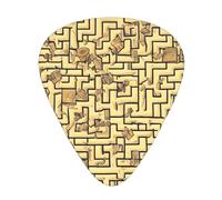 Treasure Maze Plettri per chitarra stampati, 12 pezzi in 3 diversi spessori, adatti per chitarra acustica, chitarra elettrica e musicisti band