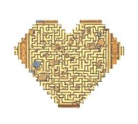 Treasure Maze Print Building Brick Block Puzzle - Puzzle a forma di cuore, immagine puzzle in legno