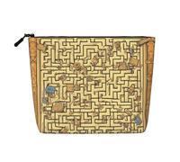 Treasure Maze Versatile borsa per il trucco in canapa finta, organizer da viaggio, perfetta per l'uso quotidiano, viaggi di lavoro e molto altro ancora., Nero , Taglia unica