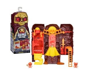TREASURE X Lost Lands Skull Island - Mini set da gioco Lavaturm, 15 livelli di avventura, supera le trappole e scopri 2 mini action personaggi, trovi il tesoro con placcatura in oro vero?