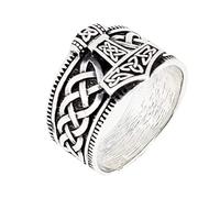TreasureBay Anello da uomo in argento 925 con martello di Thor, Mjolnir vichingo, stile nordico, scandinavo, punk, da uomo, Argento sterling