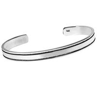 TreasureBay Bracciale rigido da uomo e donna in argento Sterling, 7 mm, a doppia linea, Misura unica, Argento