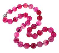TreasureBay - Collana da donna, con perline in pietra preziosa naturale, 12 mm, Gemma, Agata rosa,