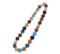 Treasurebay, collana da donna fatta a mano, con perline da 14 mm, con pietre preziose naturali, per donne e ragazze, agata rosa nera, quarzo rosa, multicolore, collana ametista, Gemma, Agata, ametista