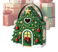 Treat Boxes Christmas Candy Bags - Snacks Treat Container with Handle Boxes | Treat Boxes for Desserts for Party Halloween Birthday Easter | Valentines College School Office Movie Treat Boxes Christmas