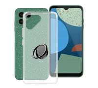 TREBAM Cover per Fairphone 4 (6.3 ") con Rotazione 360° Supporto Anello Metallico, Ultra Sottile Antiurto X Anti-Graffio Morbido Silicone TPU Bumper Semi-transparent Custodia per Fairphone 4