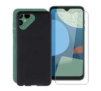 TREBAM Custodia per Fairphone 4 (6.3") con 1 X Vetro Temperato Pellicola Protettiva, Ultra Sottile Antiurto Antigraffio Nero Morbida Silicone TPU Cover per Fairphone 4 - Nero