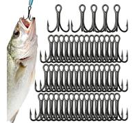 Treble Hooks - Heavy Duty Fishing Gear, 50PCS Stainless Steel 4X-Strong Tridents Hooks for Saltwater or Freshwater Fishing | Durable Tackle Jig for Catfish, Bass, Trout, and Alligator River Adventures