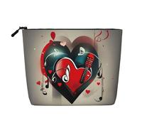 Treble Love and Music Print Cute Waterproof Makeup Bag per le donne Zipper Travel Toiletry Pouch