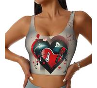Treble Love and Music Print - Gilet sportivo da donna, leggero e traspirante, per allenamento, fitness, Nero , S Short