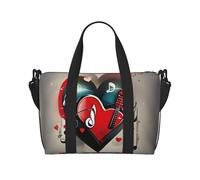 Treble Love and Music Print Hand Travel Bag con cerniera Weekender Borsa da notte per donne uomini Carry On