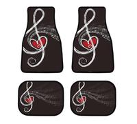 Treble Love and Music - Set di 4 tappetini per auto, impermeabili, anteriori e posteriori, con retro in gomma antiscivolo, universali, adatti per auto, camion, furgoni, SUV