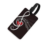 Treble Love and Music - Targhetta per bagagli con nome e carta d'identità, in pelle, impermeabile, accessori da viaggio per adulti, donne e uomini