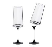 Trebonn SplitGlass Bicchieri Modulari Magnetici (Set 2 Flute) - Da Bicchiere a Calice in 1 Click - Salvaspazio, Lavabili in Lavastoviglie (Black)