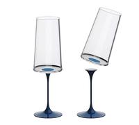 Trebonn SplitGlass Bicchieri Modulari Magnetici (Set 2 Flute) - Da Bicchiere a Calice in 1 Click - Salvaspazio, Lavabili in Lavastoviglie (Blue)