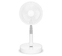 Trebs 99380 Ventilatore da tavolo - Portatile e alimentato a batteria - Supporto telescopico - Batteria 10000 mAh - 4 velocità - Bianco