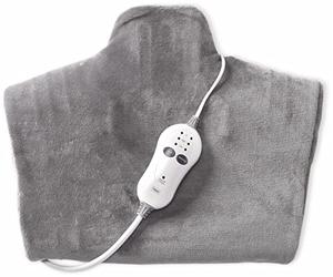 Trebs Coperta termica per collo, spalle e schiena - Cuscino termico e massaggio 2 in 1 - Coperta termica 100 W - Grigio
