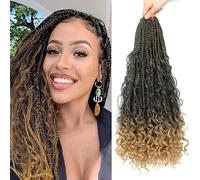 Trecce di capelli bohémien da dea all'uncinetto, per donne nere, 45,7 cm, 8 confezioni da 8 extension per capelli bohémien all'uncinetto, con estremità ricce, stile bohémien (T/27, 45,7 cm (confezione