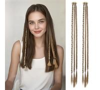 Trecce di capelli per bambini, 2 pezzi, con clip nella parte anteriore, con frangia e frangia, extension sintetiche intrecciate a coda di cavallo, per uso quotidiano (66 cm, 107#)