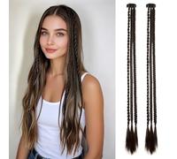 Trecce di capelli per bambini, 2 pezzi, con clip nella parte anteriore e laterale, extension per capelli sintetici, da donna, per uso quotidiano (71,1 cm, n. 4)