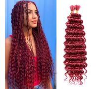 Trecce di capelli sintetici da 55 cm, da donna, 100 g, mossi e bagnati, trecce sintetiche miste, mosse d'acqua, all'uncinetto, per esche senza nodi (BUG#, 50 g/ciocca x 2)