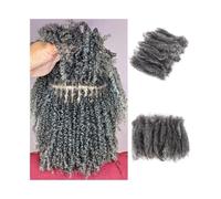 Trecce per capelli Capelli intrecciati grigi misti, afro crespi, ricci, capelli umani sfusi, 1 confezione/50 g, capelli birmani, senza trama Extension per capelli(14inches)