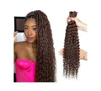 Trecce per capelli Capelli umani color cioccolato for trecce boho, ondulati, brasiliani Remy, senza trama. Extension per capelli(30inch)