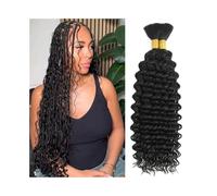 Trecce per capelli Capelli umani intrecciati 100g senza trama, onde profonde, pacchi di capelli umani sfusi for trecce boho Extension per dreadlock(18inches)