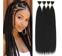 Trecce per capelli Extension di capelli umani Remy brasiliani senza trama, sfuse, lisce, for trecce, confezione da 50 g Extension per capelli(24inch)