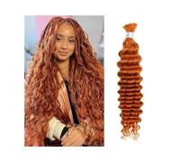 Trecce per capelli Extension for capelli umani con trecce a onde profonde, 100 g, senza trama, for trecce boho, colore zenzero, 350# Extension per dreadlock(18inches)
